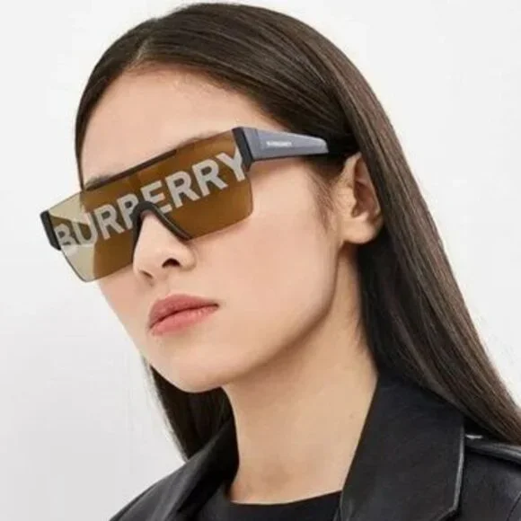 NEW BURBERRY BE4291 3001/G SHIELD SUNGLASSES BROWN display picture 3